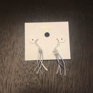 Silver Fossil Dangle Earrings